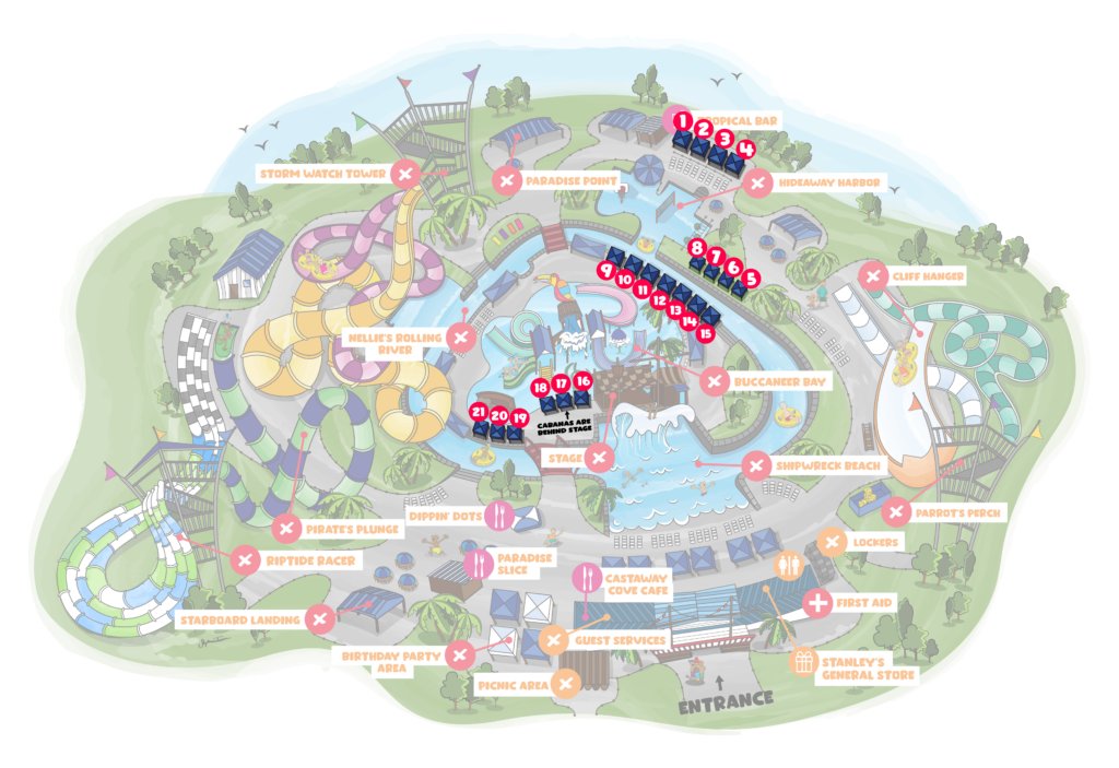 Castaway Cove Park Cabana Map for 2025 Cabana Map for Castaway Cove Park